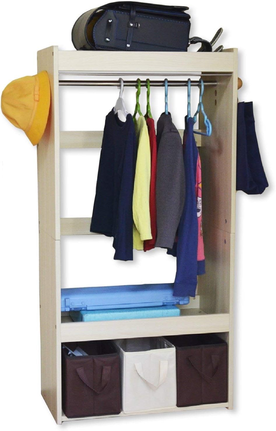 Amazon Co Jp Ottostyle Jp キッズハンガーラック ナチュラル シェルフ おかたづけラック 木製 こども用 コートハンガー ランドセルラック 収納 ホーム キッチン