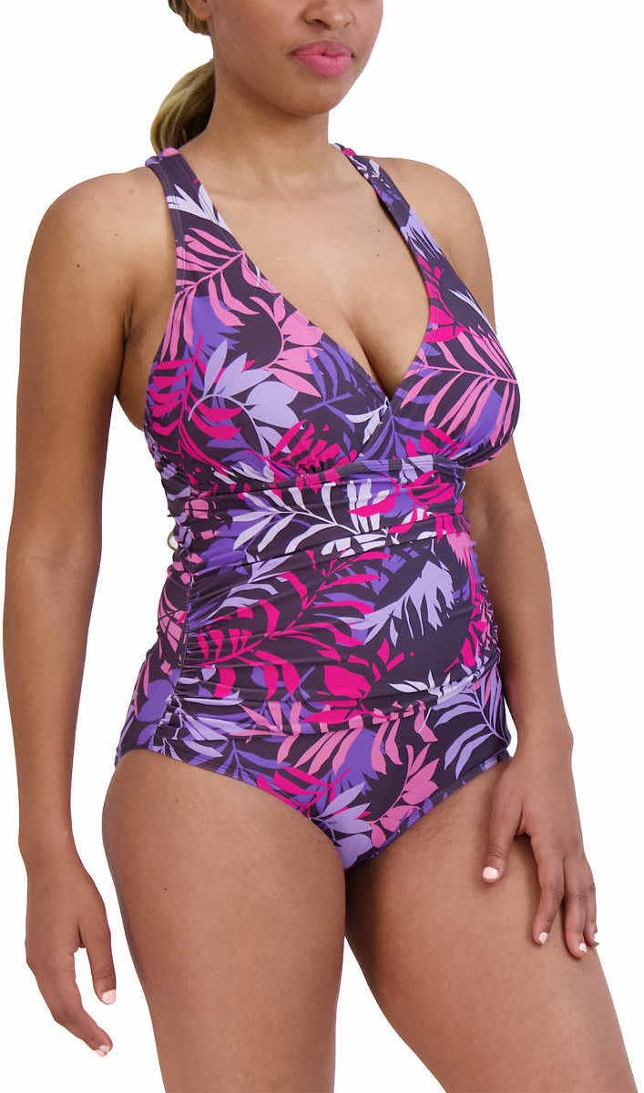 Photo 1 of Eddie Bauer Women's Midweight Ruched Shaping One Piece Swimsuit (X-Large, Palm Leaves)