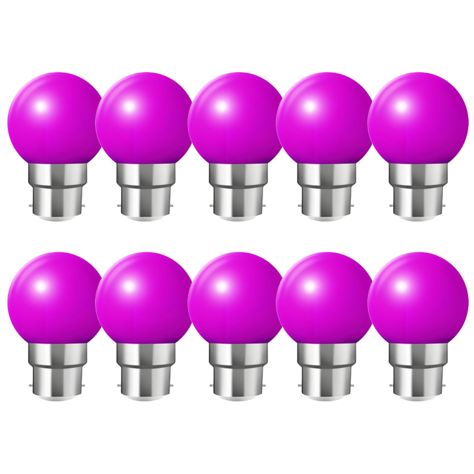 HUAMu B22 Bayonet led Bulbs, 2W LED Coloured Light Bulb Mini Globe Golfball Bulbs for Outdoor Patio Garden Party Christmas, Purple, Pack of 10