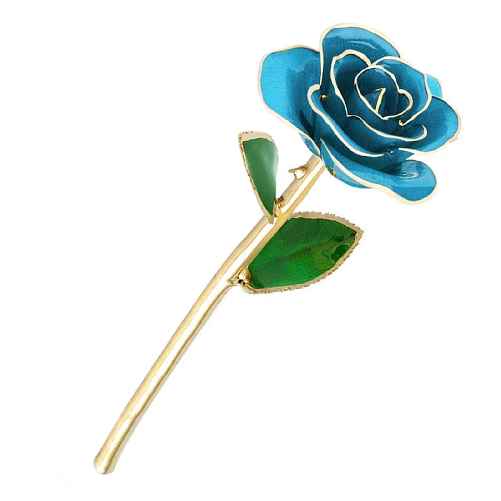 24k Gold Dipped Real Blue Rose, 27.94-30.48 cm Long with Stand, Hand Picked, Unique Gift