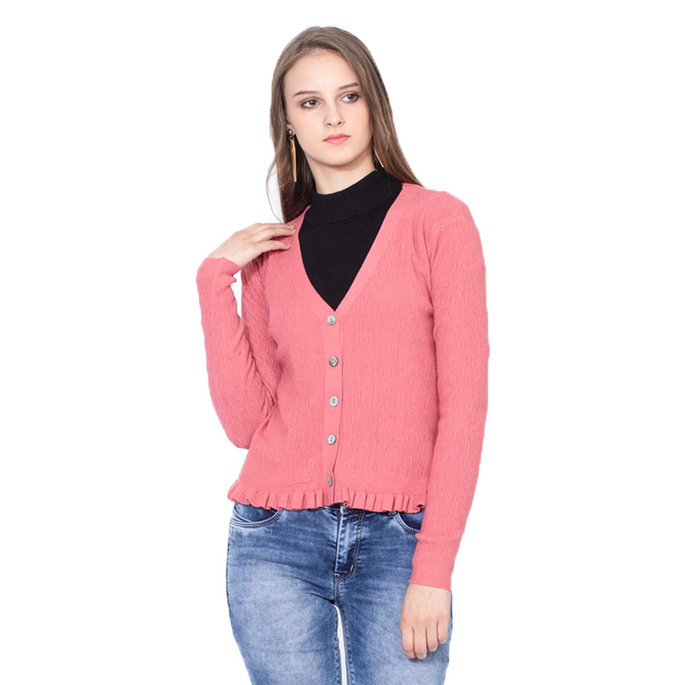 global republic knit fabric regular fit ladies cardigan