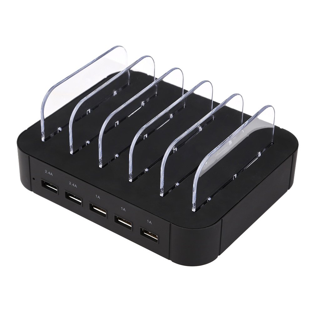 Estación de carga USB,Mbuynow 5 Puertos USB Multi-Cargador Universal 2.4A Tecnología de carga rápida para teléfonos inteligentes Tablets Galaxy Nexus y más