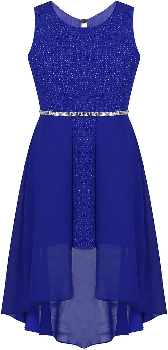 Agoky Agoky Madchen Festliches Kleid Kurz Partykleid Chiffon Hochzeitskleider Brautjungernkleid Strass Gurtel Festkleider Abschluss Ballkleid Kleider Amazon De Bekleidung