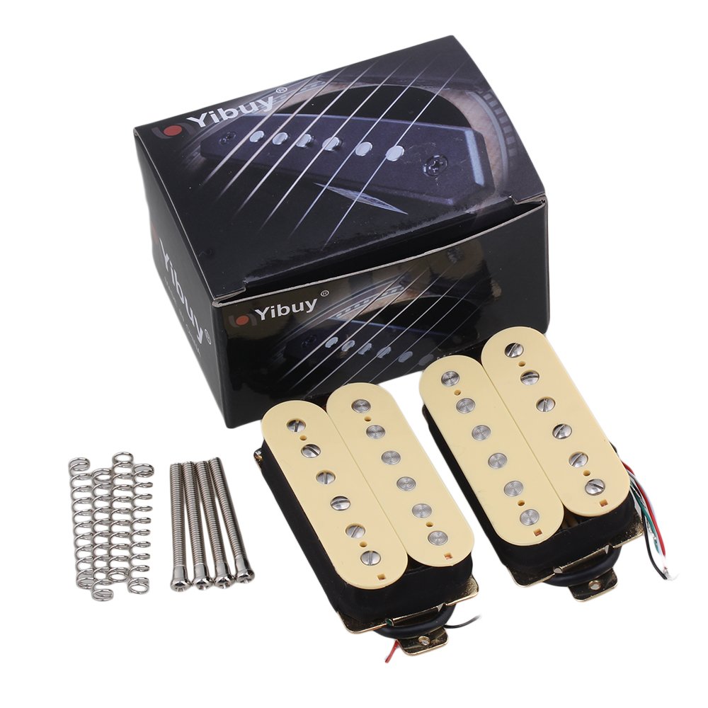 Yibuy Yellow Humbucker Guitar Pickup Set 52mm Bridge and 50mm Neck Pack of 2