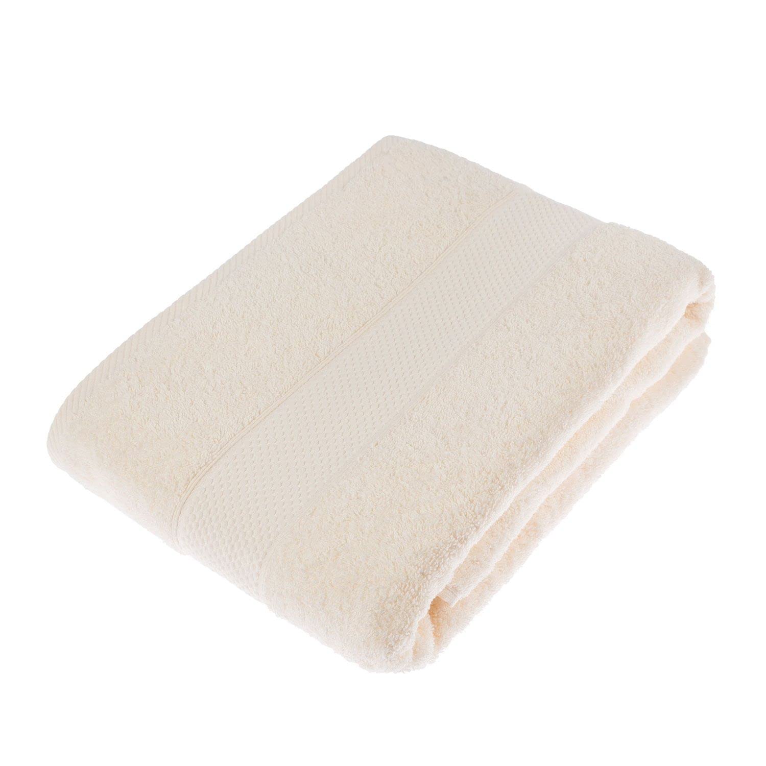 HOMESCAPES Cream Turkish Cotton Bath Sheet Super Soft Thick & Absorbent 500 GSM Towel Heavy Weight for everyday Luxury