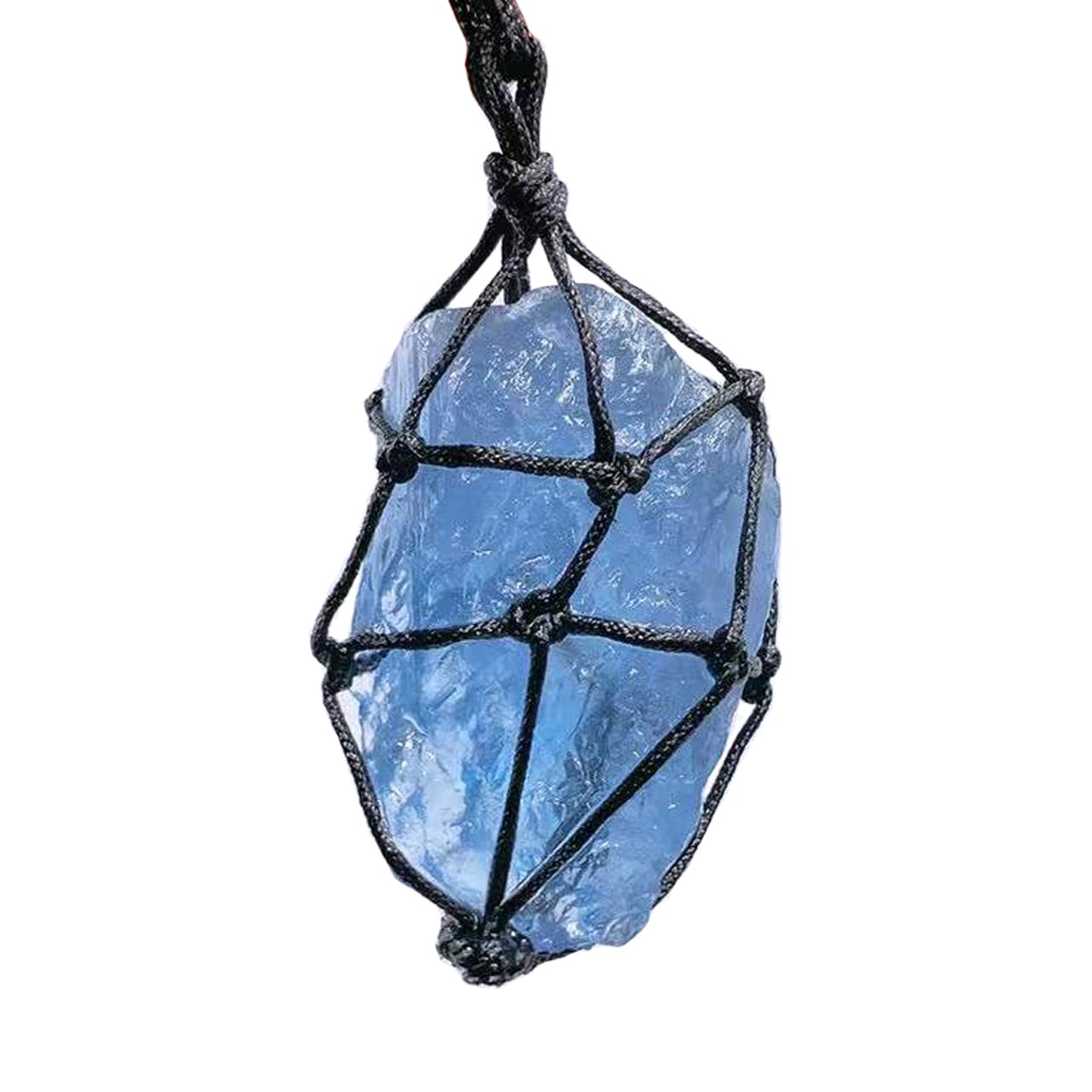 TALXMY Blue Fluorite Crystal Pendant Rough Raw Gemstone Crystal Moonstone Stones,Natural Quartz Stones Necklace(Very Rare in Nature)