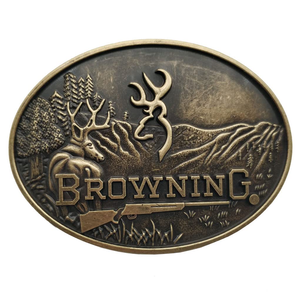 Browning Buckmark Belt Buckle Bronze Color Deer Country Hunting Fishing(Size: 1.5 inch)