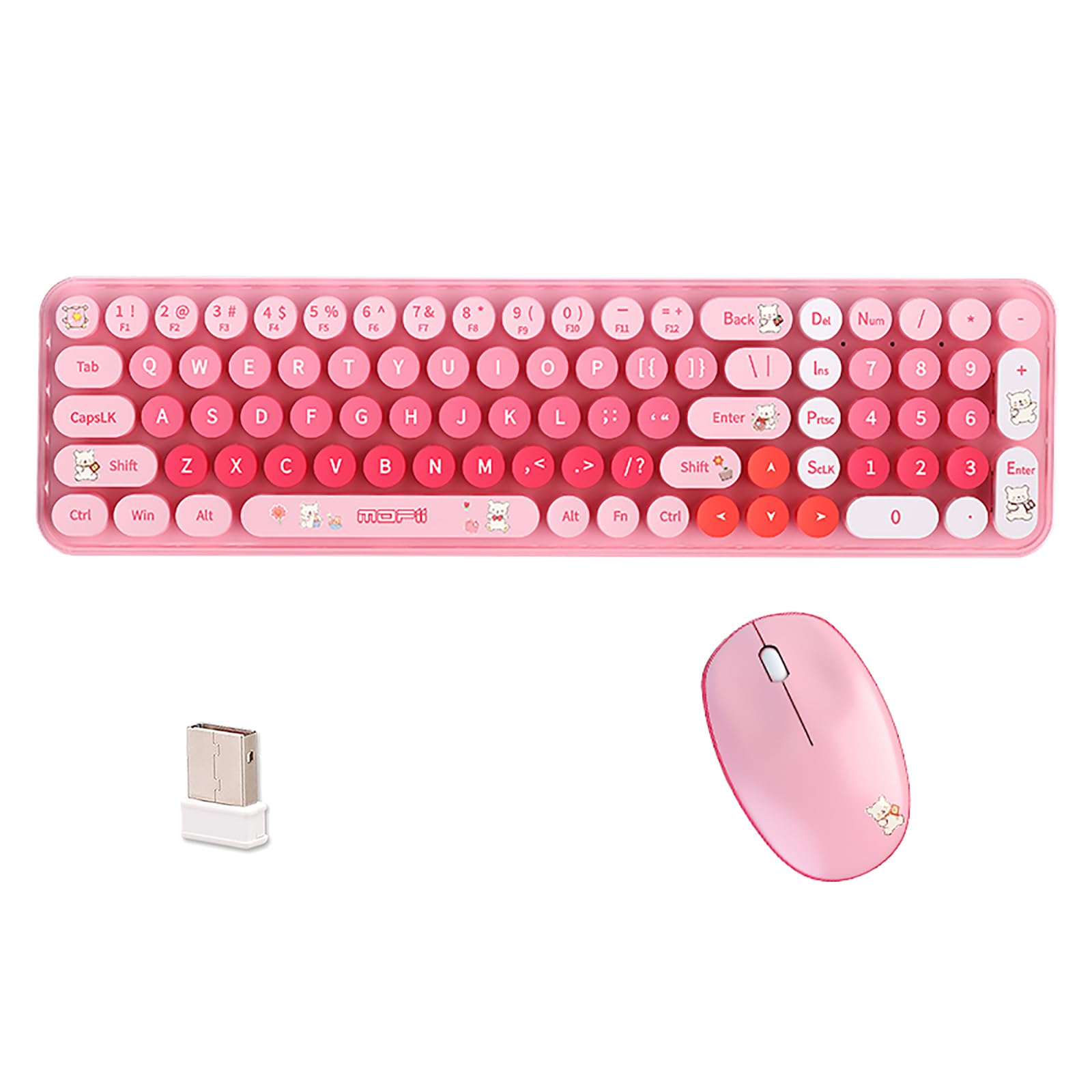 Cute Baby Bear Compact Wireless Keyboard and Mouse Combo, Colorful 85 ...