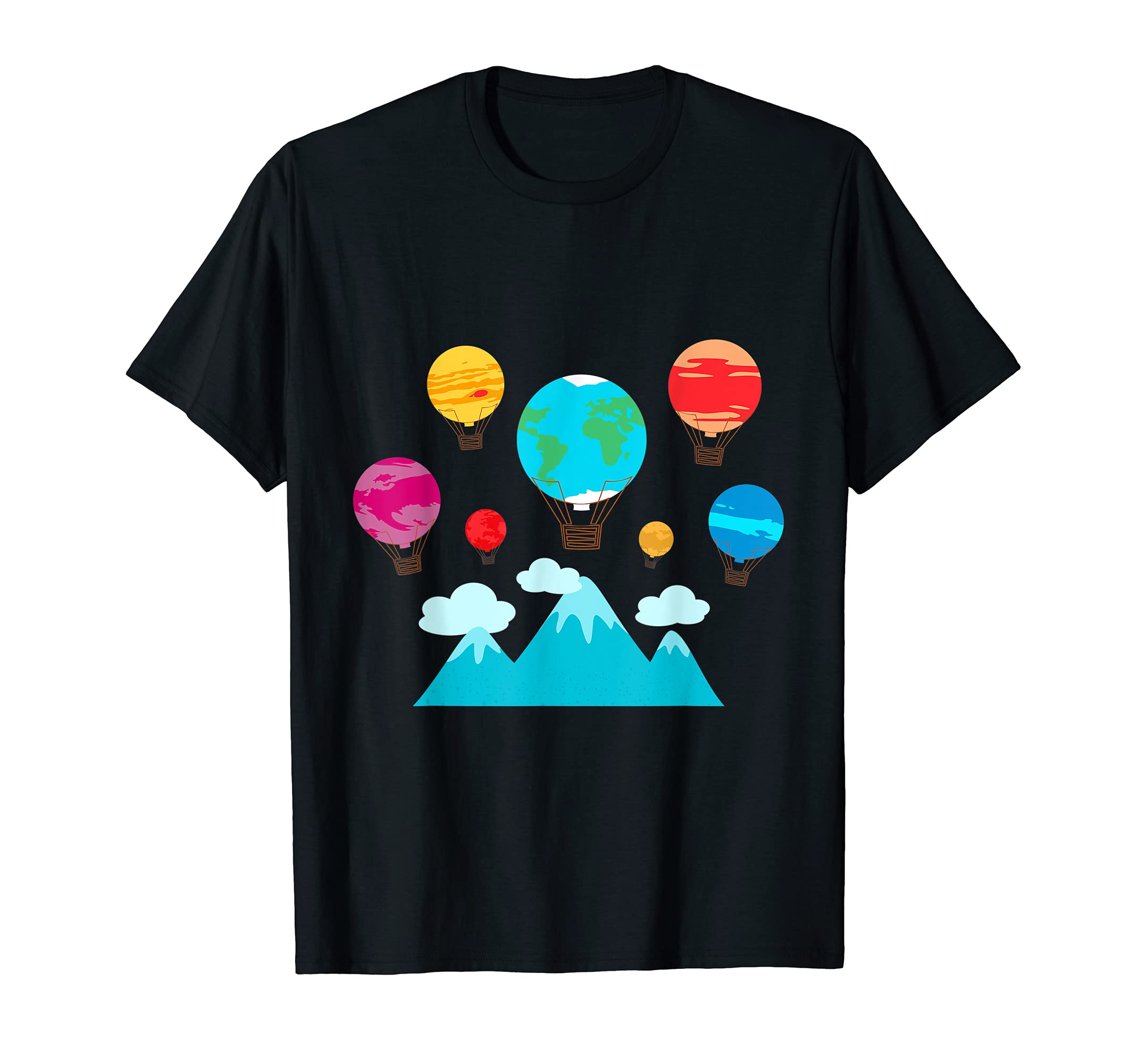 Hot Air Balloon Planet Galaxy Classic Space Travel T-Shirt
