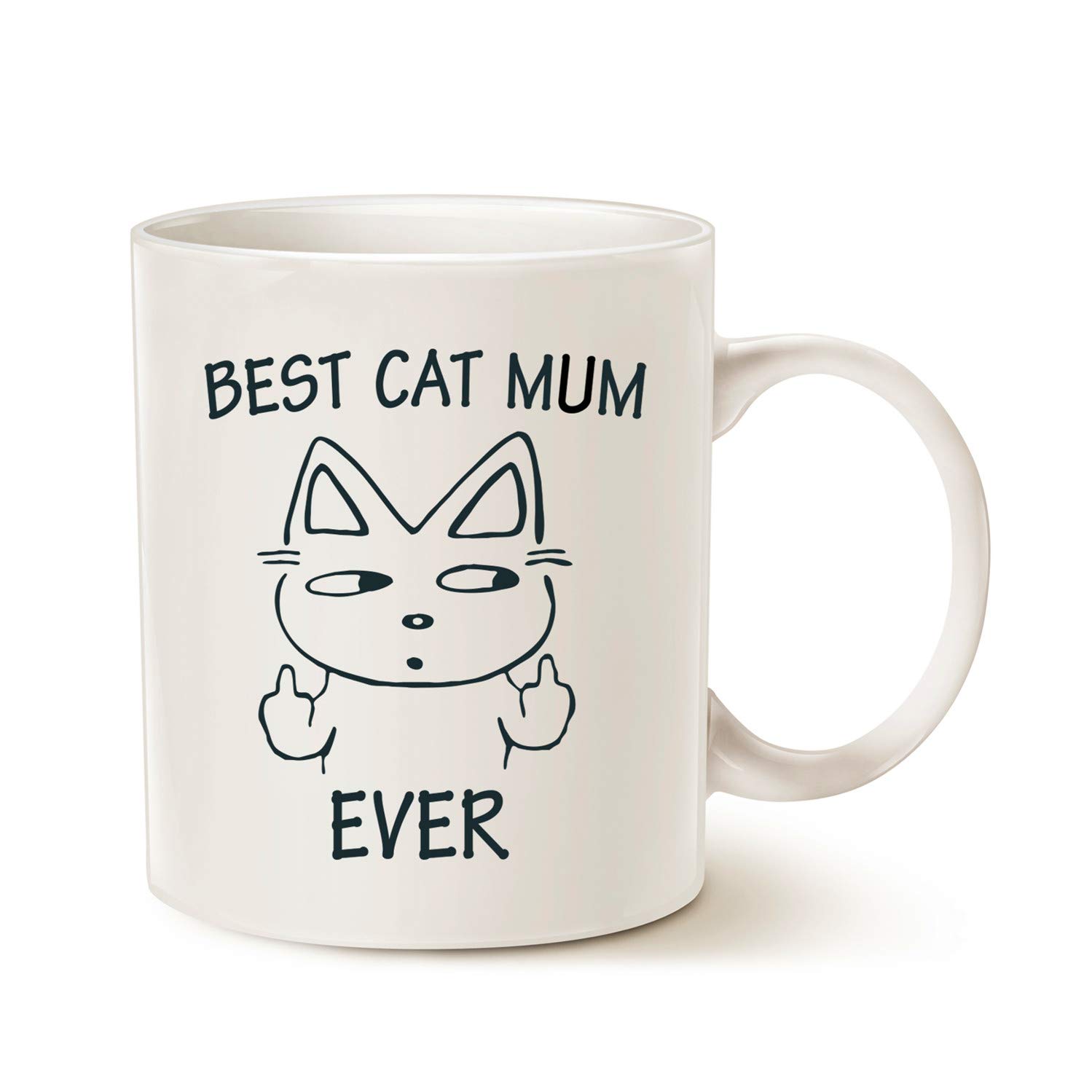 This Funny Mother's Day Mum Coffee Mug for Cat Lovers, Best Cat Mum Ever Best Cute Christmas Gifts for Mother Cup White, 11 Oz