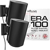 Sound Bass ERA100 Wall Mount Bracket, Tilt and Swivel, Black, Twin (2pcs), Compatible with Sonos ERA 100, Effortless Installation, Includes Mounting Kit, Double, Pair