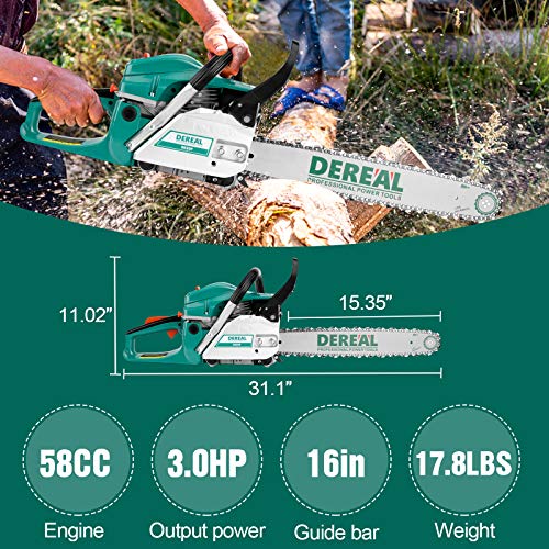 DEREAL 58cc Gas Chainsaws 2StrokeCycle Gasoline Powered Chain Saws