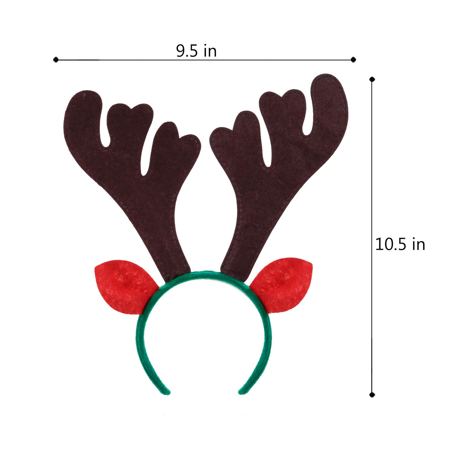Reindeer Antlers Headband, Fascigrl 6Pcs Christmas Easter Holiday Party Hairhoops Gifts for Adult Girls Kids (Coffee reindeer with green hairband)