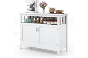LOKO Buffet Cabinet with Storage, Freestanding Kitchen Cabinet with Adjustable Shelf, Storage Sideboard Console Table, 45 x 20 x 36 inches (White)