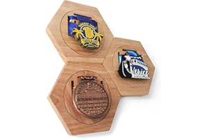 XIFOWE Fashion Medal Holders Display Stand Wall Rack, Honeycomb Wooden Medal Stand Stitching Hanger Display Hexagon Free Stand for Basketball Gymnastics, Soccer,Softball Holder, Easy to Install
