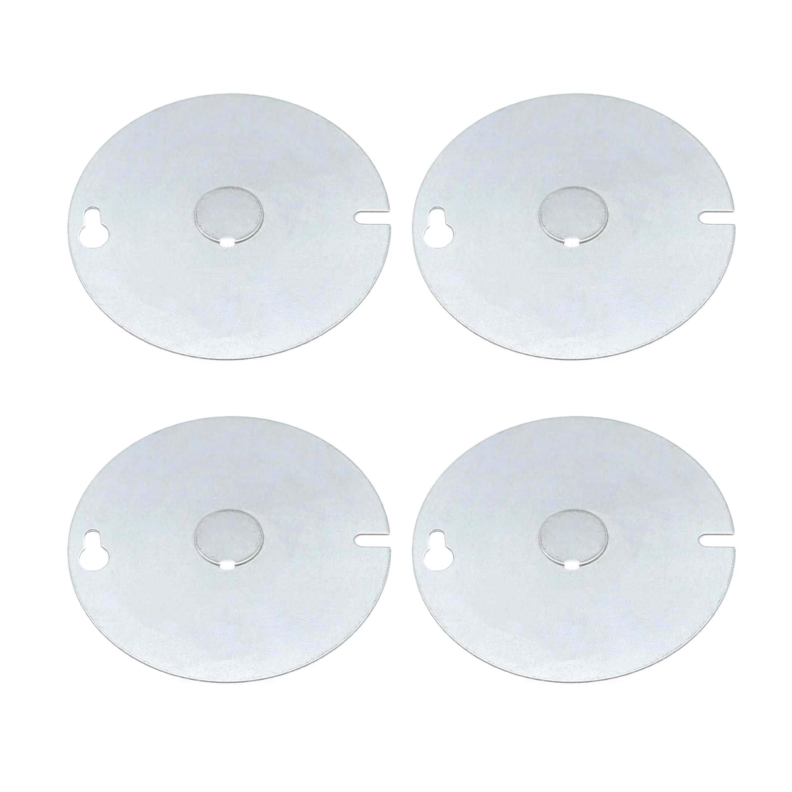 Photo 1 of 4 Packs Round Electrical Box Cover with 1/2 Inch Knockout, 4 Inch Metal Junction Box Covers, Flat Outlet Box Cover for 4 inch Octagonal Box and Round Box