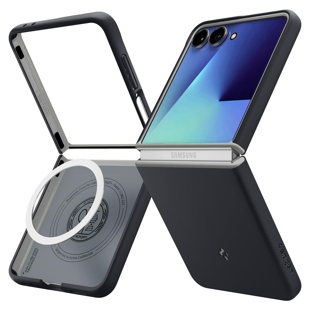 Spigen for Galaxy Z Flip 7 Case, Nano Pop MagFit [Fast Wireless Charging/Magnet for Galaxy] - Black Sesame