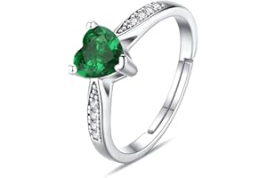 Vito 925 Sterling Silver Birthstone RIng for Women, Adjustable Birthstone Ring for Daghter Birthday Jewelry Gift for Mom Wife