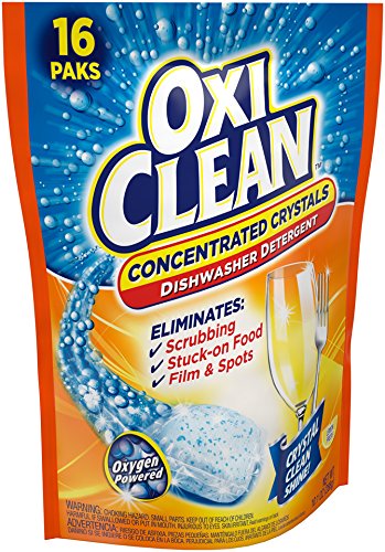OXICLEAN EXTREME POWER CRYSTALS DISHWASHER DETERGENT PACKS, LEMON CLEAN, 16 COUNT