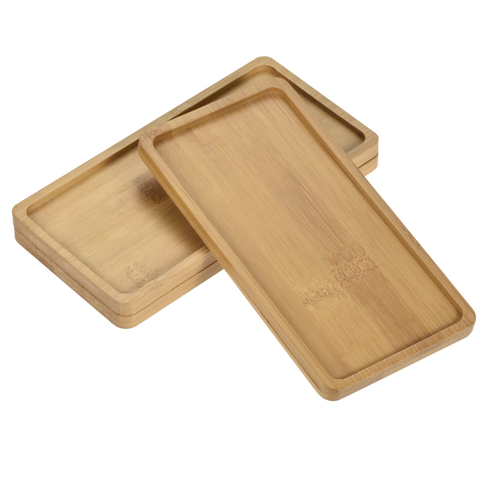 PATIKIL Plant Pot Saucer, 3 Pack 17.5x8.8cm Bamboo Rectangular Flower Drip Tray for Indoors