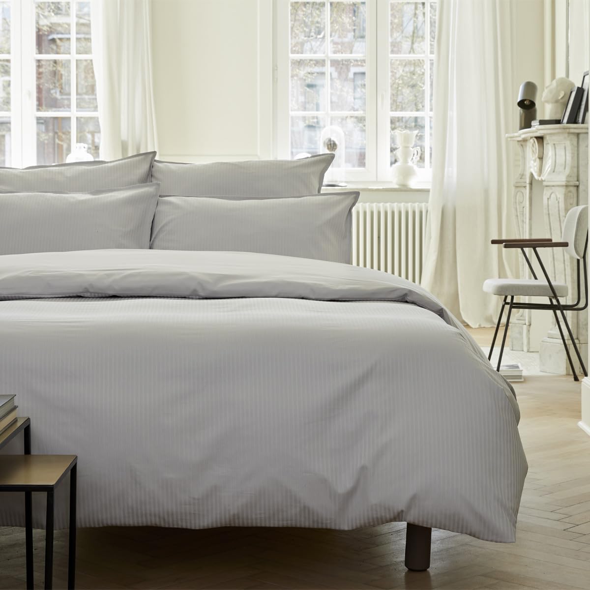 Essix Grand Hotel Cotton Satin Duvet Cover, Silver, 200 x 200 cm