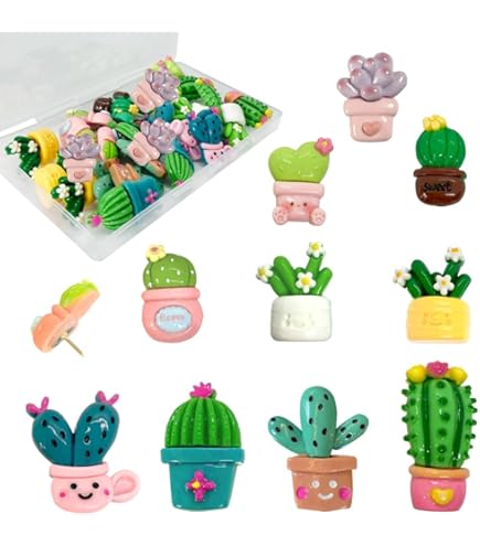 30 Pcs Decorative Thumb Tacks,Fun Push Pins Cute,Plant Pins Cactus - View #6