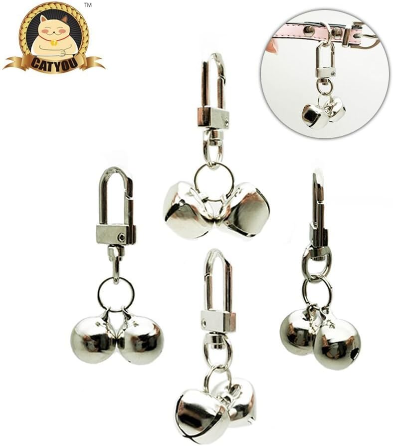 CatYou 4 Sets Pet Small Bells for Collar, Pet Ornament, Bell Training Pendants Jewelry for Pet Cat Dog Necklace Collar by CatYou
