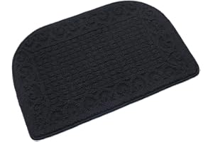 COSY HOMEER 27X18 Inch Anti Fatigue Kitchen Rug Mats are Made of 100% Polypropylene Half Round Rug Cushion Specialized in Anti Slippery and Machine Washable (Black 1 pc) …