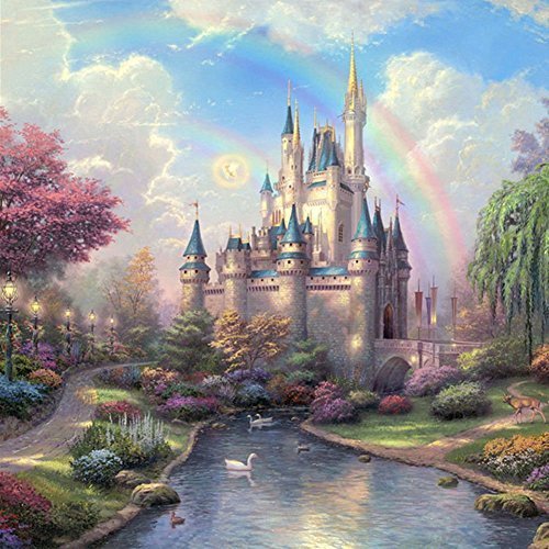 Awakingdemi DIY Diamond Painting Ancient Castle Resin with Drill Painting Cross Stitch Wall Stickers Rhinestone Painting Home Decor