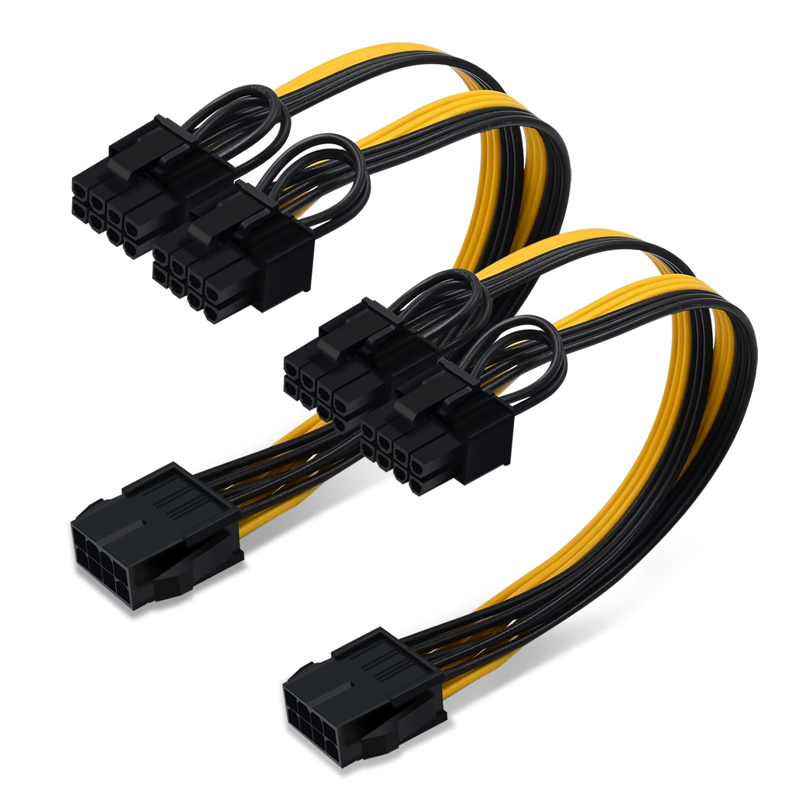 COMeap (CPU to GPU) CPU 8 Pin Female to Dual PCIe 2x 8 Pin (6+2) Male Power Adapter Splitter Cable for Graphics Card BTC Miner 9-inch (23cm) (Pack of 2)