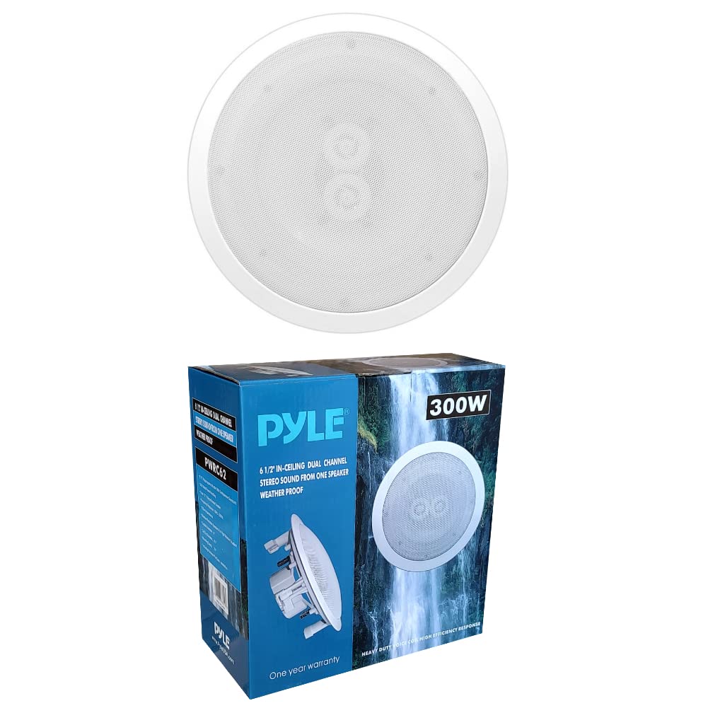1 speaker compatible with PYLE PWRC62 dual channel waterproof 16.50 cm 165 mm 6.5" 150 watt rms 300 watt max ceiling wall hotel restaurant sauna, 1 piece