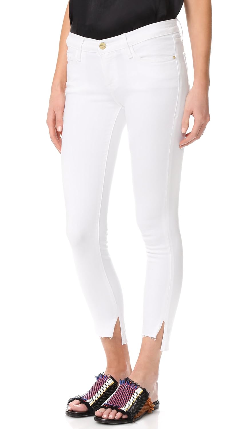 frame le skinny de jeanne raw stagger hem jeans