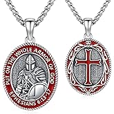 REDSUN 925 Sterling Silver Patron Amulet Necklace Jesus Cross/Knights Templar/St Michael/St Raphael/St George Protection Jewelry Gifts for Men Women, with Stainless Steel Chain
