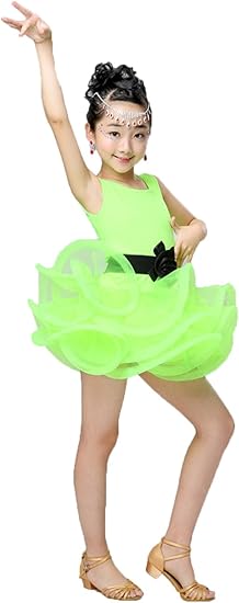Amazon Full Nice Jp 子供ラテンダンス衣装 キッズ用ダンス服 女の子 ふわふわラテンダンスドレス ラテン演出服 発表会用 競技ダンス練習着 ガールラテンダンス衣装 ワンピース フォーマル 通販