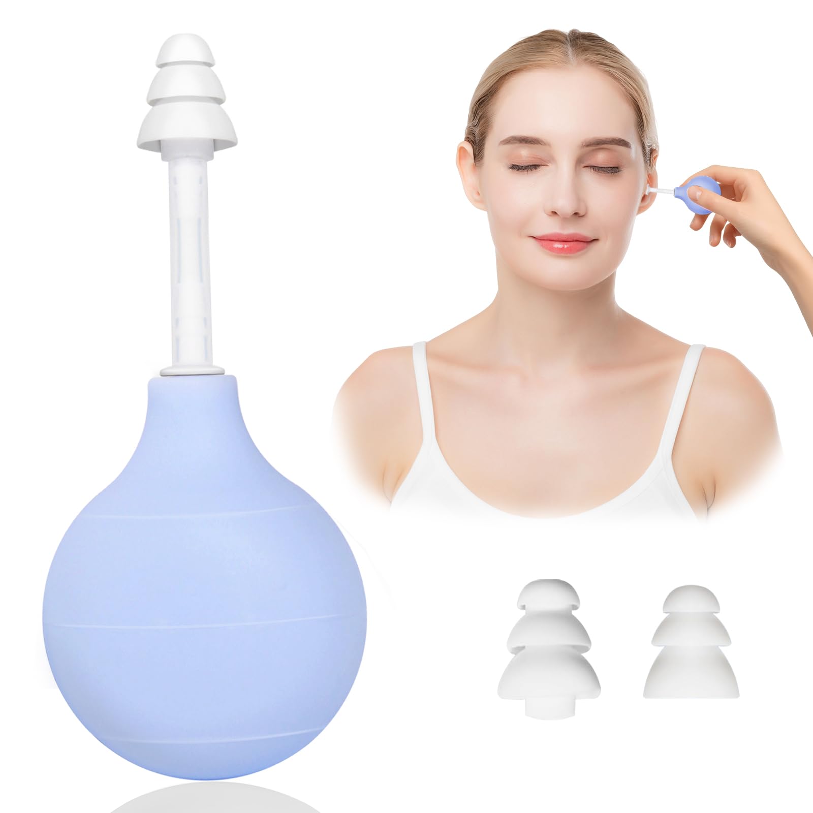 Photo 1 of Ear Pressure Relief Suction Device - Airplane Ear Pressure Relief Inner Ear Equalization Tool for Migraine and Headache Relief - Includes 3 Sizes of Ear Plugs - Portable Travel Essentials (Blue)