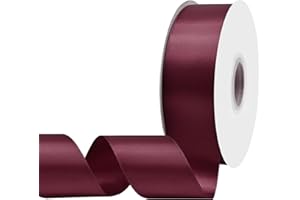 BVIEAKD 1-1/2" X 50 Yards Burgundy Satin Ribbon Solid Color Double Faced Ribbons Perfect for Crafts Wedding Decor Bow Making 