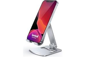 Lamicall Adjustable Cell Phone Stand - Foldable Aluminum Phone Holder for Desk, Portable Phone Dock, Compatible with iPhone 1