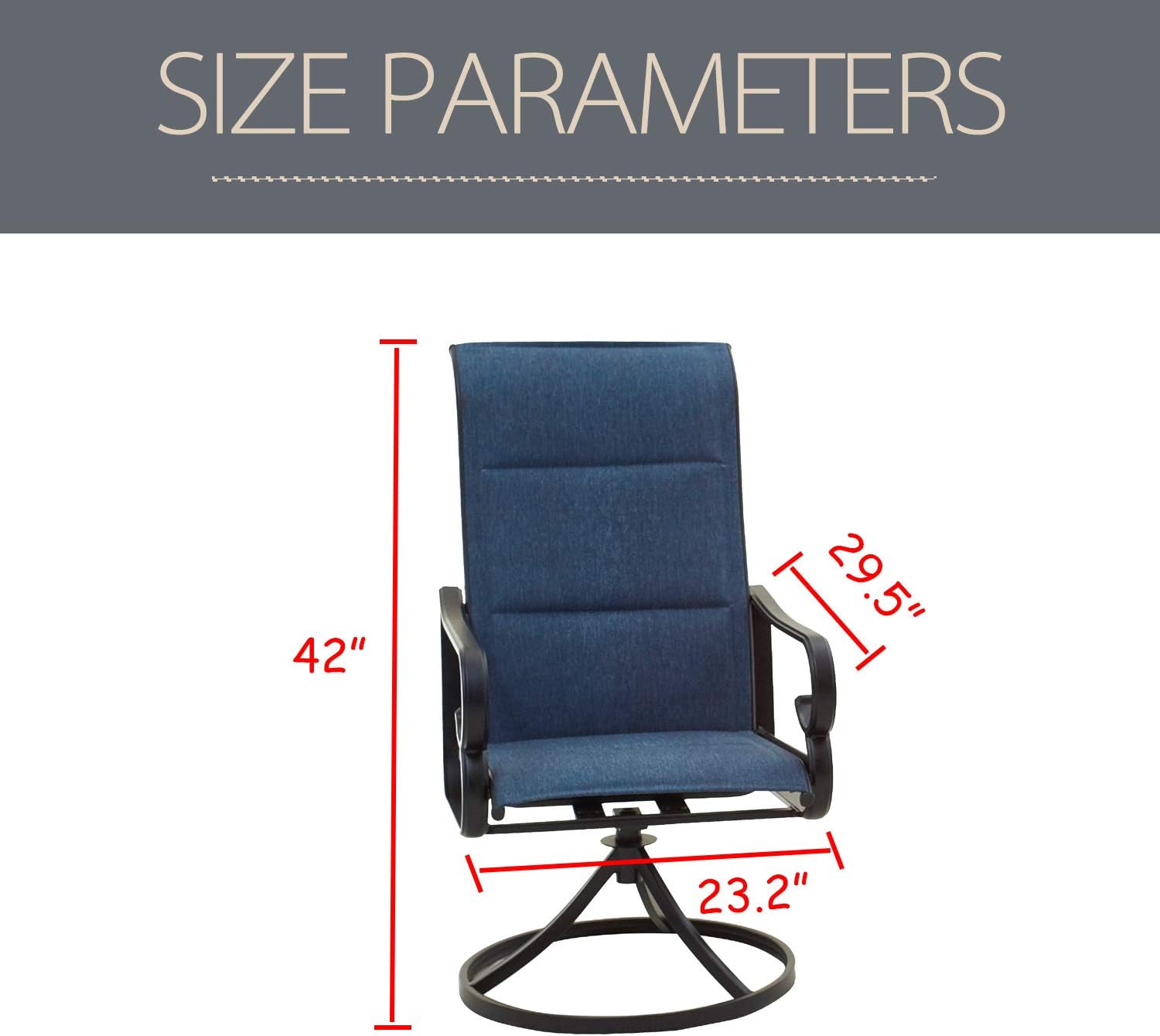 LOKATSE HOME 2 Pieces Outdoor Bistro Furniture Patio Dining Set Metal Swivel Single Chairs, Blue : Garden & Outdoor