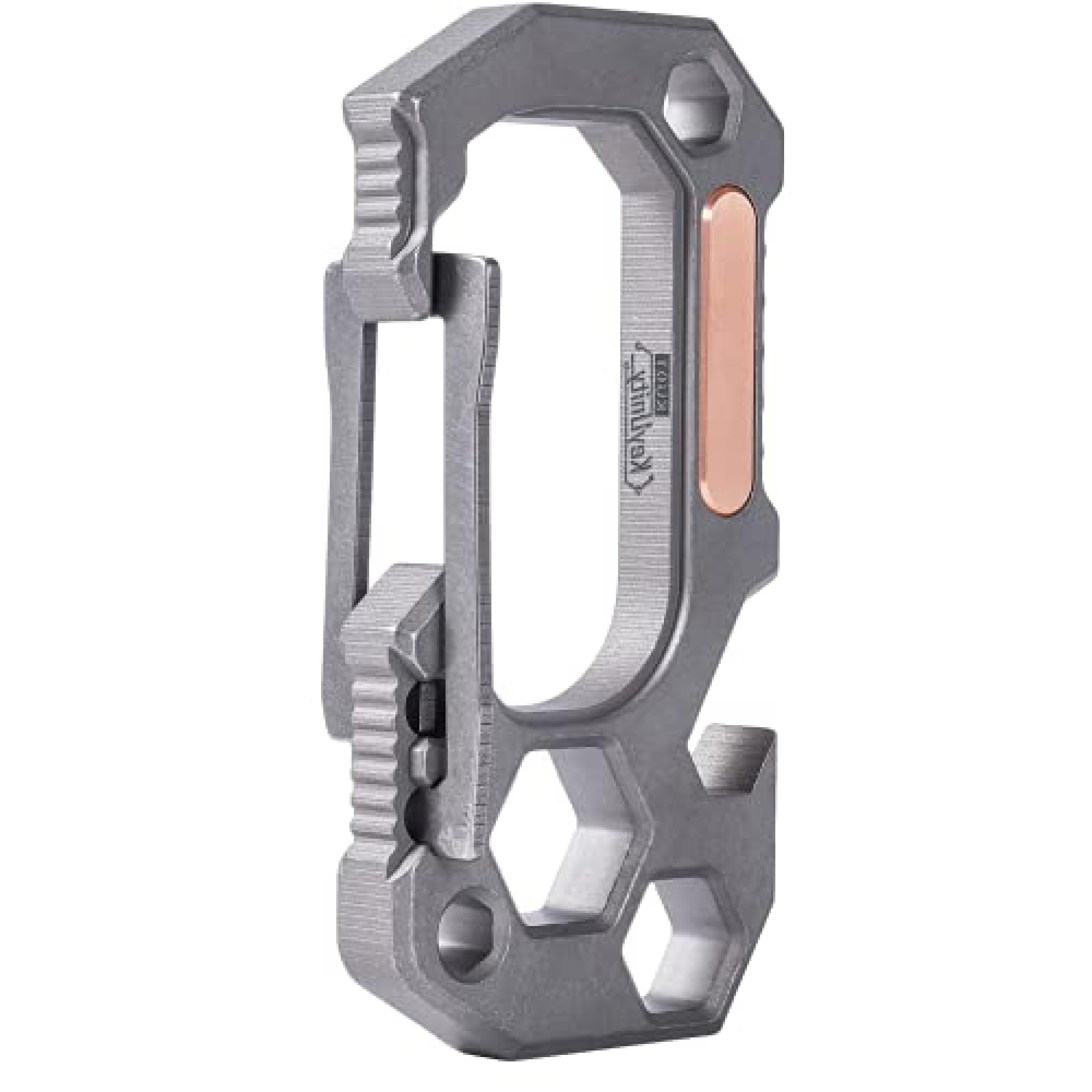 KeyUnity Carabiner Keyring Pocket Multitool Titanium Carabiner Clip with Allen Key, Bit Holder, Bottle Opener, Multi Key Holder, Multifunctional EDC Tool for Men (KU01)