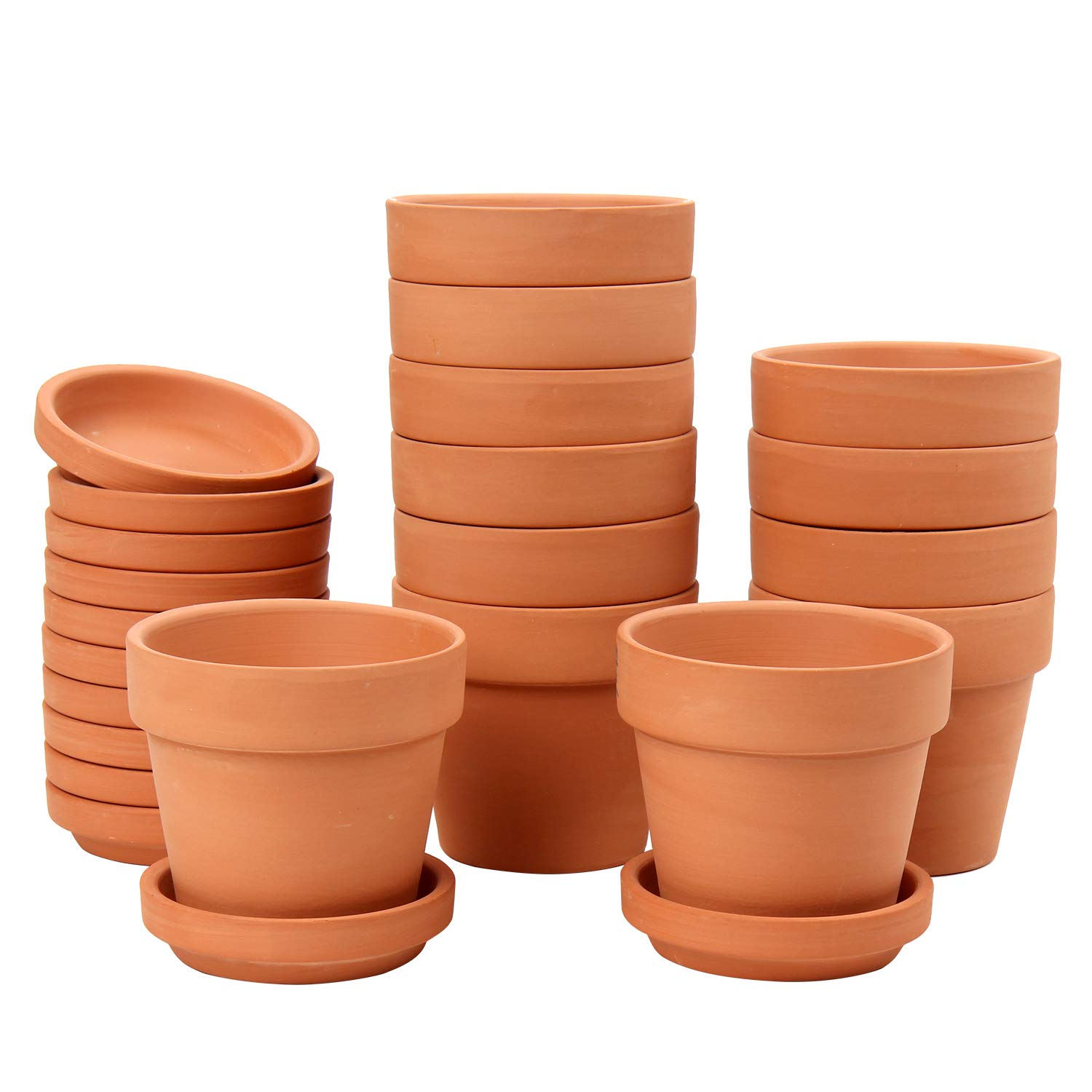 Briful 12 PCS 3.1"x2.9" Small Terracotta Pots with Saucers, 7.9 x 7.4cm Clay Flower Pots Pottery Plant Pots with Drainage Hole, Ideal for Cactus Succulent House Plants Garden Decor
