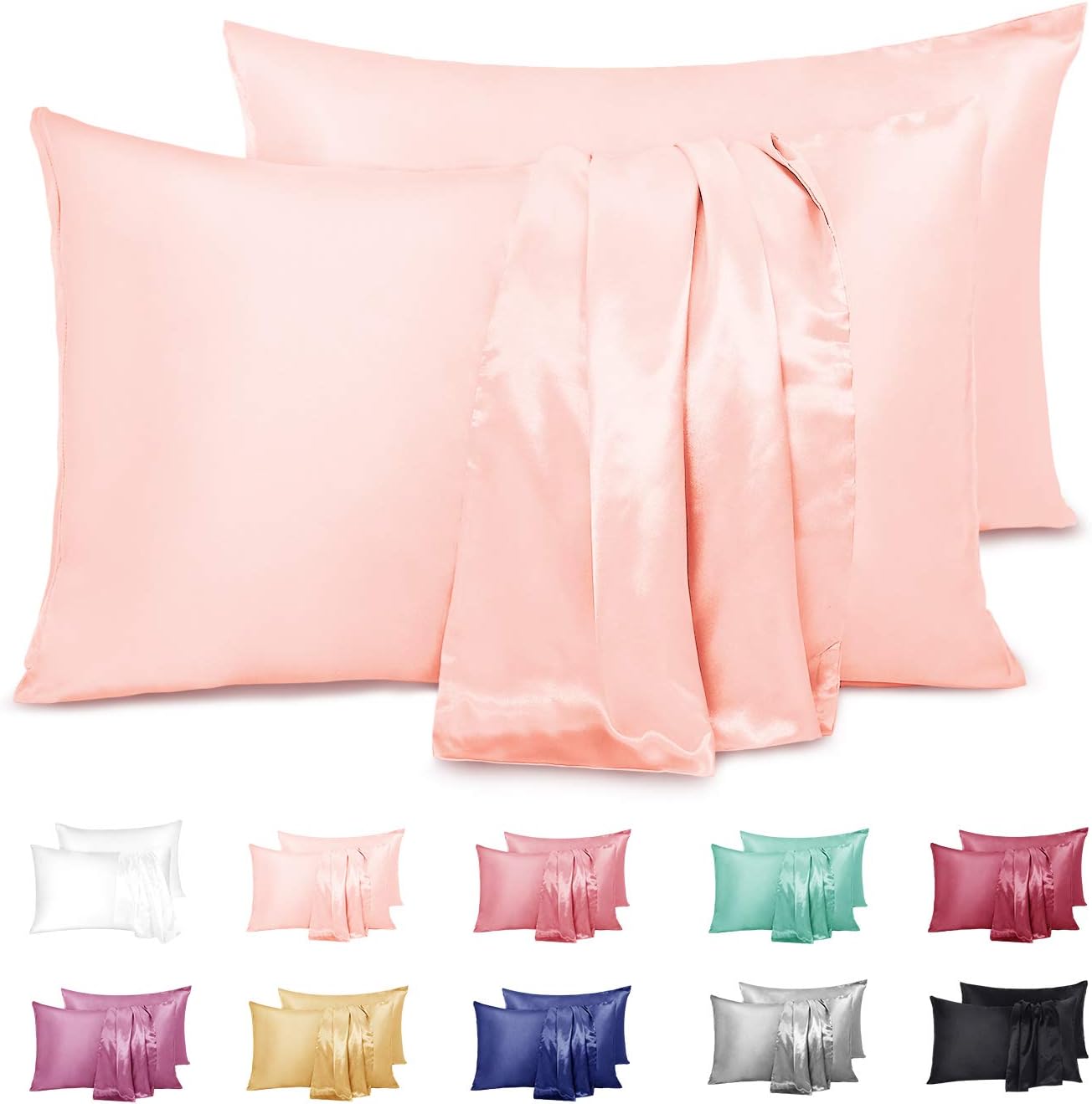 Duerer TwoPack Satin Pillowcases for Hair and Skin Standard/Queen/King