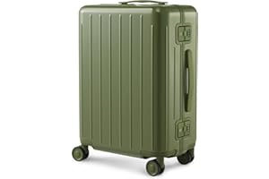 NINETYGO 24 Inch Luggage with Spinner Wheels, 69L Luggage for 5-7 Days Travel, 100% Hardshell PC, TSA Lock, 26.5 X 17.9 X 10.6 (Army Green, Manhattan Pro)