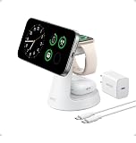 Anker MagSafe Charger Compatible, MagGo 3-in-1 Charging Station, Nano Charging Stand, Qi2 Certified 15W Magnetic Wireless Charger Dock, for iPhone17/16/15/14, Apple Watch,AirPods (Adapter Included)