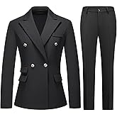 TRONSTORE Women's Suiting Pants Suits for Women Dressy Double-Breasted Blazer Business Casual Outfits