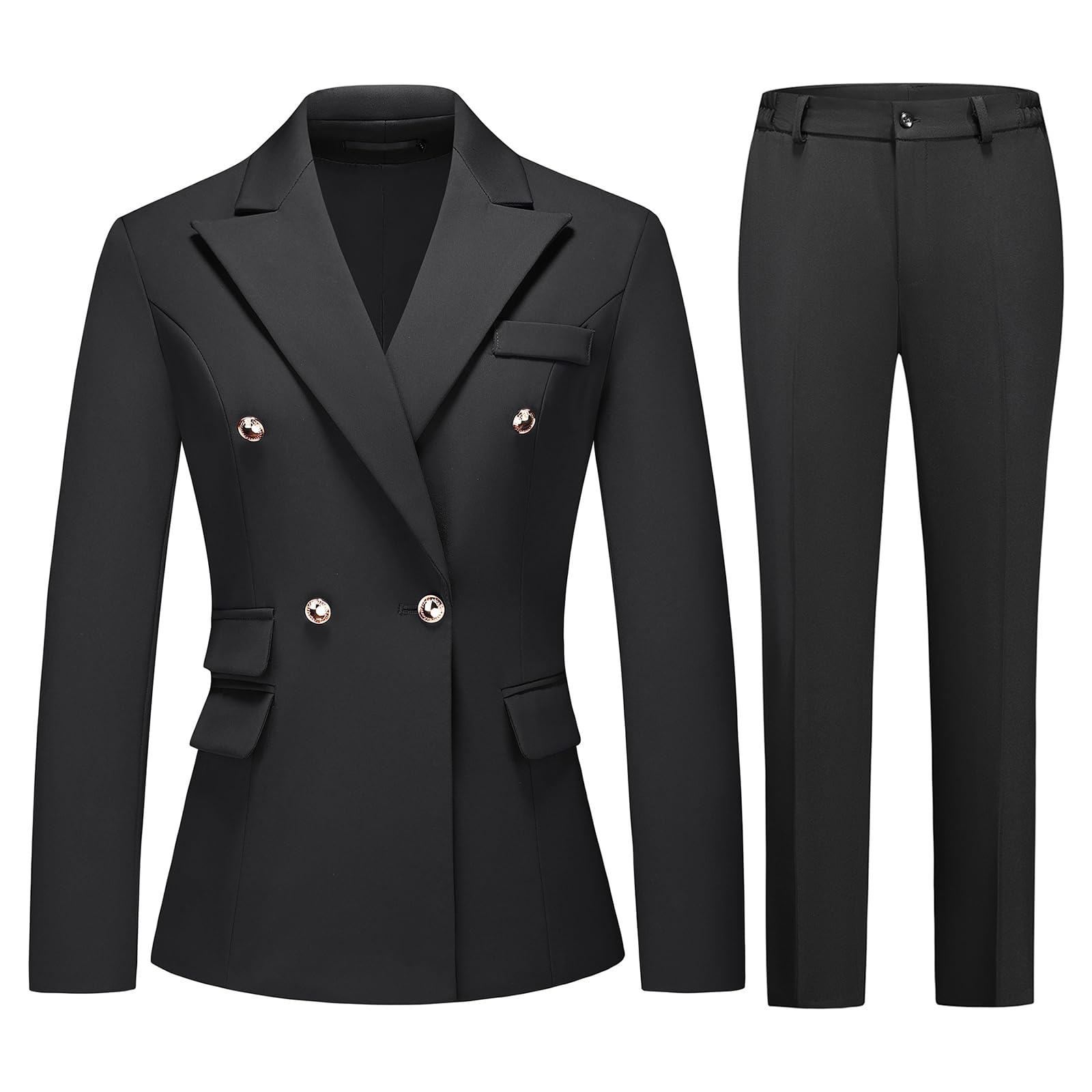 Photo 1 of **MISSING TOP** TRONSTORE Women's Suiting Pants Suits for Women Dressy Double-Breasted Blazer Business Casual Outfits-Black-M