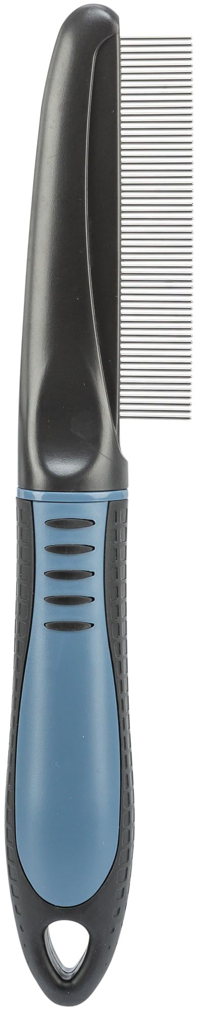 TRIXIE dog comb with fine teeth - smoothes the coat - for top coat and undercoat - shorthair - rubberised plastic handle - 22 cm - 23763