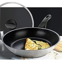 HOMICHEF 9.5 Inch Fry Pan with Lid Nonstick Nickel Free Stainless Steel - Omelet Pan with Lid 9.5 Inches Nonstick Pan…