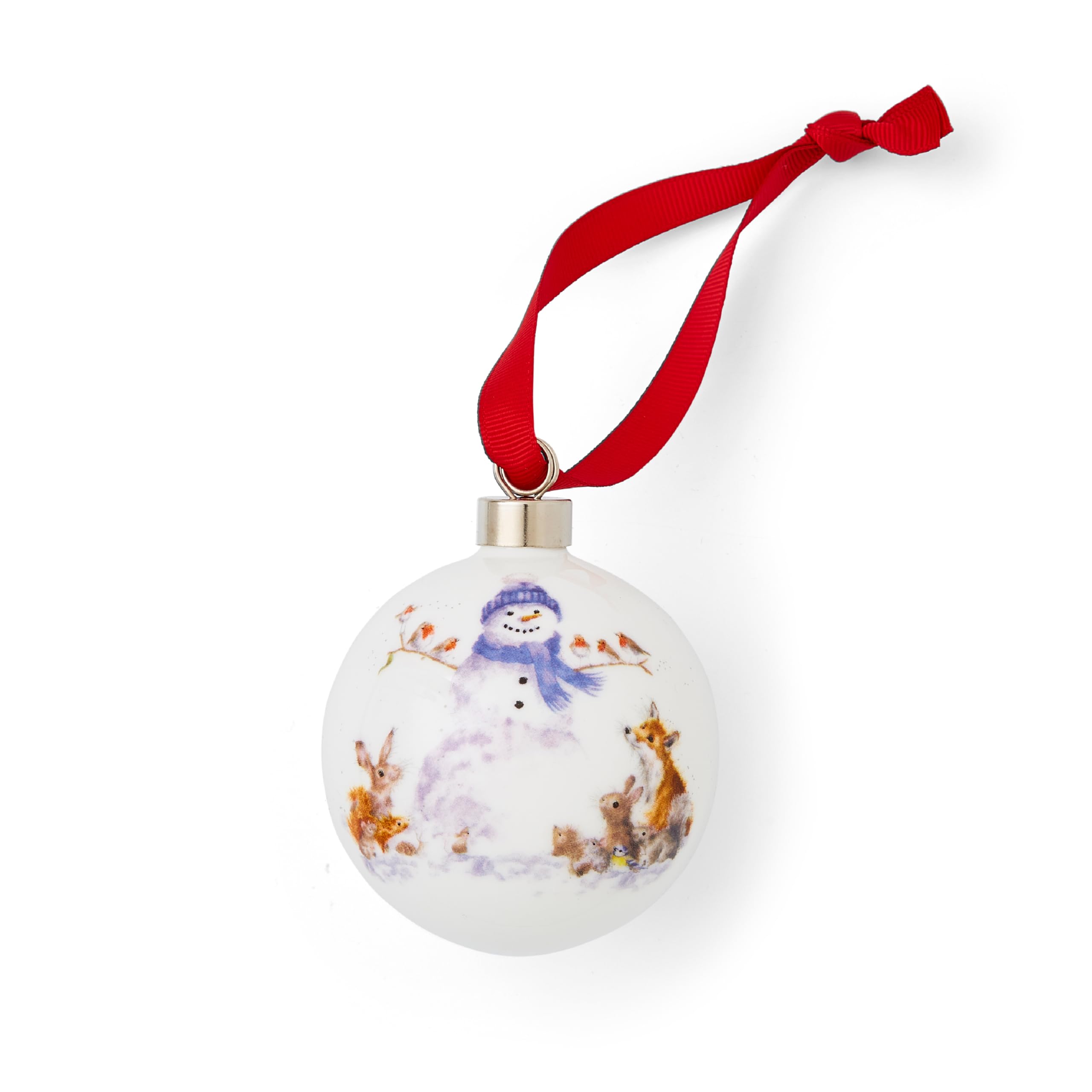 Portmeirion Home & Gifts Gathered All Around (Snowman) -Bone China, Christmas Bauble, Multi-Colour Colour, 9