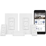 LUTRON P-BDG-PKG2W-A Caseta Wireless Smart Lighting Deluxe Starter Kit: 1 Smart Bridge, 2 In-Wall Smart Dimmers with Wallplates and 2 Pico Remotes, Works with Amazon Alexa