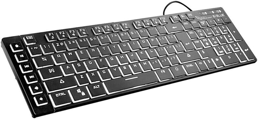 Guanwen Gaming Keyboard,Mechanical Feel Ultra-thin White Breathing Backlight Mute Multimedia Ergonomic USB Wired Game Keyboard for PC Laptop Computer